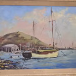 Boat in Harbour unsigned on board