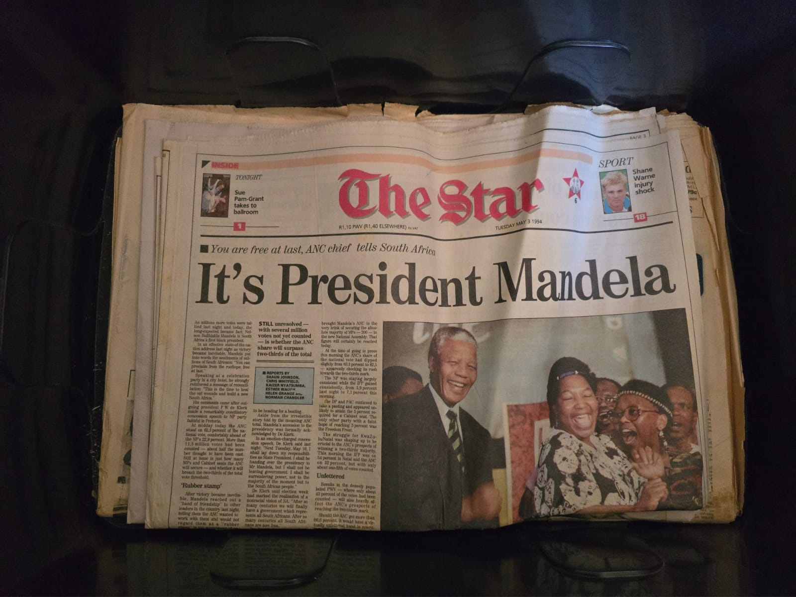 Newspaper: The Star Its President Mandela