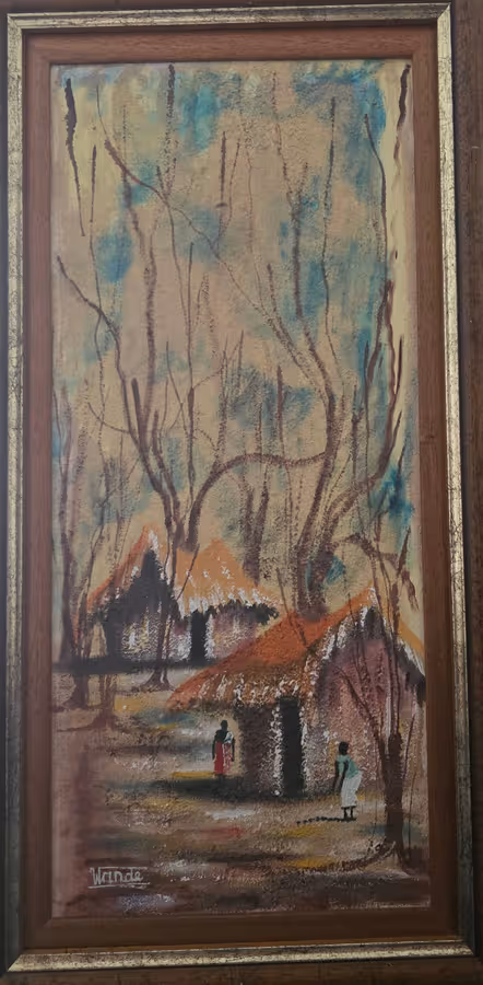 A Wande original. Beautifully framed. Mixed media