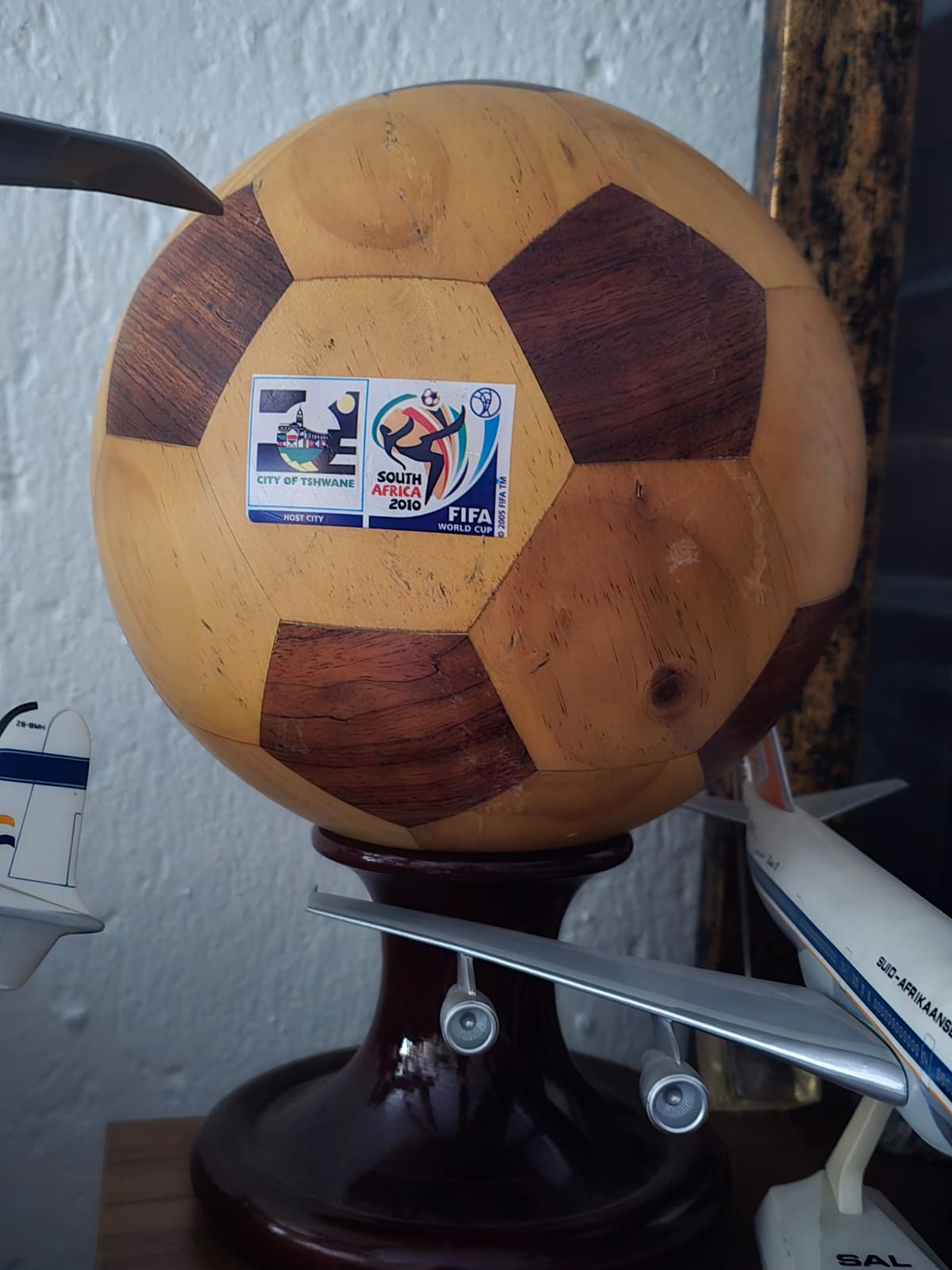 2010 wooden soccer ball centre piece Tshwane